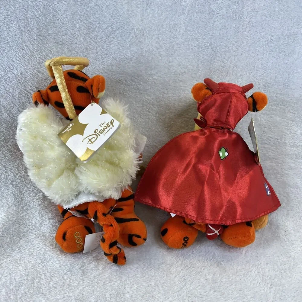 Disney Store 9” Tigger Bean Plush Angel & Devil‎ Halloween Lot Of 2